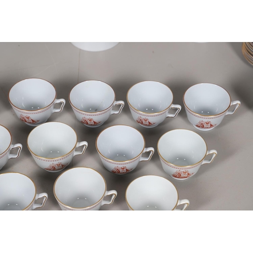 595 - SPODE TRADE WINDS - COFFEE & TEA SERVICE. A large qty of tea and coffee ware in the Trade Winds Red ... 