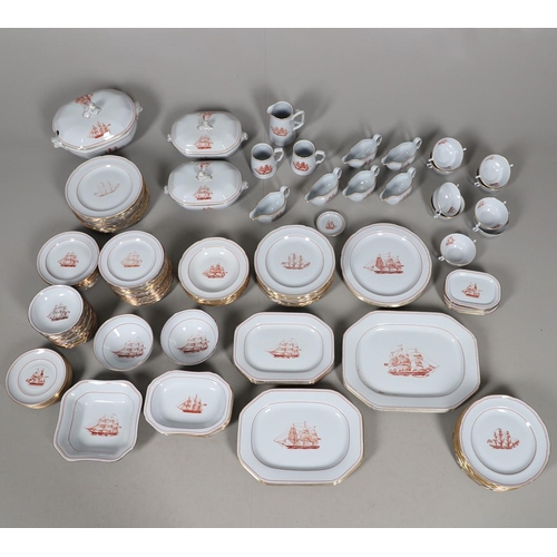 596 - SPODE TRADE WINDS - LARGE DINNER SERVICE. A large dinner service in the Trade Winds Red design, comp... 