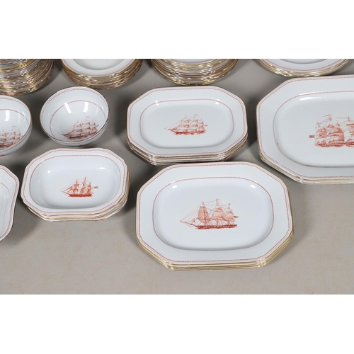 596 - SPODE TRADE WINDS - LARGE DINNER SERVICE. A large dinner service in the Trade Winds Red design, comp... 