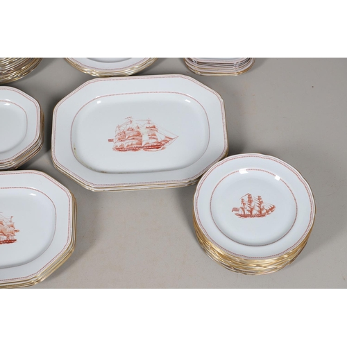 596 - SPODE TRADE WINDS - LARGE DINNER SERVICE. A large dinner service in the Trade Winds Red design, comp... 