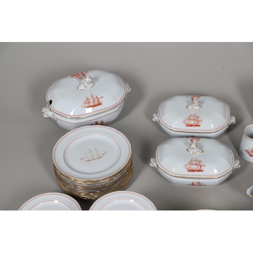 596 - SPODE TRADE WINDS - LARGE DINNER SERVICE. A large dinner service in the Trade Winds Red design, comp... 