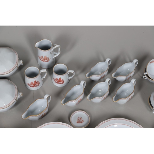 596 - SPODE TRADE WINDS - LARGE DINNER SERVICE. A large dinner service in the Trade Winds Red design, comp... 