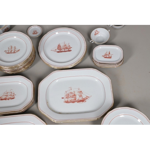 596 - SPODE TRADE WINDS - LARGE DINNER SERVICE. A large dinner service in the Trade Winds Red design, comp... 