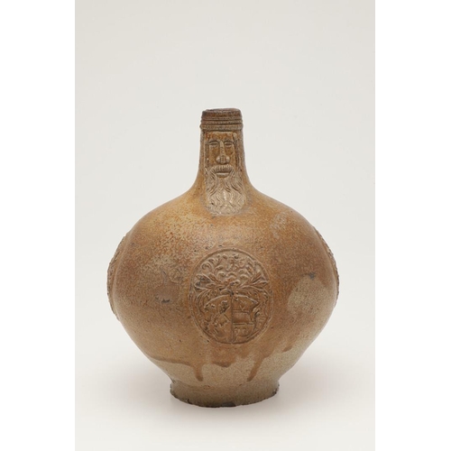 598 - ANTIQUE BELLAMINE JUG. Possibly 17thc or 18thc, a salt glazed bellamine jug with a mask below the ri... 