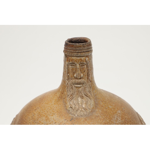 598 - ANTIQUE BELLAMINE JUG. Possibly 17thc or 18thc, a salt glazed bellamine jug with a mask below the ri... 