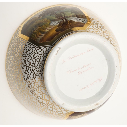 601 - A PAIR OF CHAMBERLAIN WORCESTER TOPOGRAPHICAL SLOP BOWLS, C. 1805-1815. each decorated with painted ... 