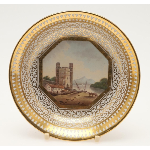 602 - A CHAMBERLAIN WORCESTER TOPOGRAPHICAL CUP AND SAUCER & OTHER CUPS, C. 1805-1815. each decorated with... 