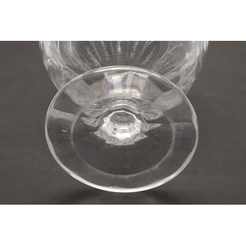 605 - STOURBRIDGE PEDESTAL GLASS BOWL. The large cut glass bowl with flowers and other motifs and with a f... 