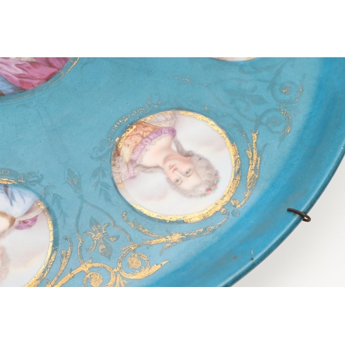 607 - PAIR OF SEVRES STYLE PORCELAIN CHARGERS - KING LOUIS XV. A pair of similar large porcelain chargers ... 