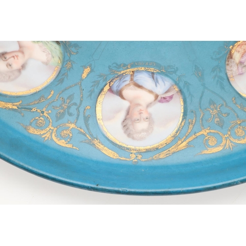 607 - PAIR OF SEVRES STYLE PORCELAIN CHARGERS - KING LOUIS XV. A pair of similar large porcelain chargers ... 