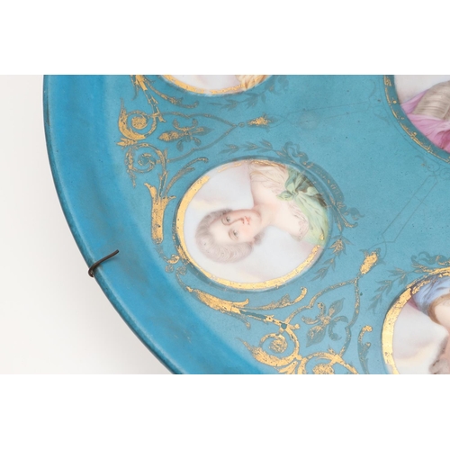 607 - PAIR OF SEVRES STYLE PORCELAIN CHARGERS - KING LOUIS XV. A pair of similar large porcelain chargers ... 