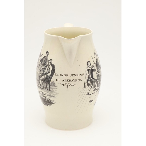 609 - 18TH CENTURY CREAMWARE INSCRIBED JUG - JONATHAN HORNE. A late 18thc Liverpool Creamware jug, with a ... 