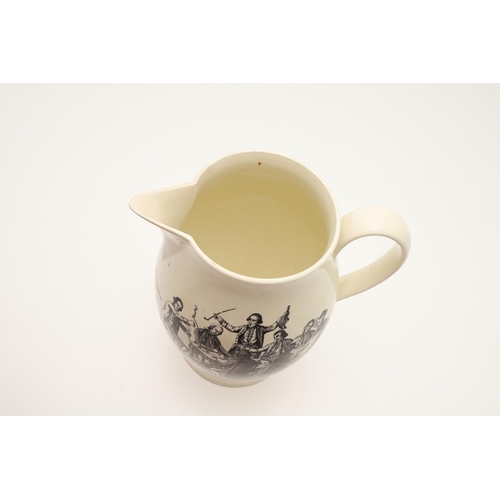 609 - 18TH CENTURY CREAMWARE INSCRIBED JUG - JONATHAN HORNE. A late 18thc Liverpool Creamware jug, with a ... 