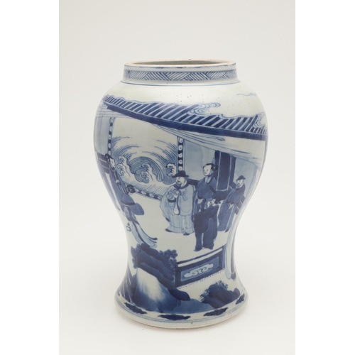 613 - MATCHED PAIR OF CHINESE BLUE & WHITE JARS - KANGXI. Kangxi period (1661-1722) and probably originall... 