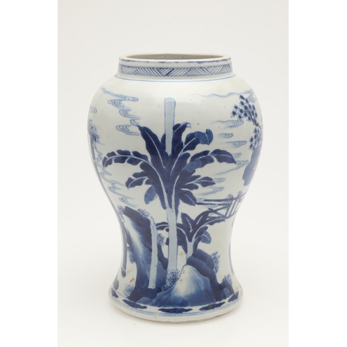 613 - MATCHED PAIR OF CHINESE BLUE & WHITE JARS - KANGXI. Kangxi period (1661-1722) and probably originall... 