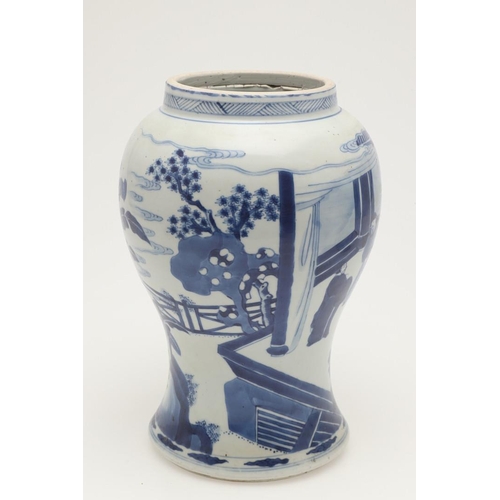 613 - MATCHED PAIR OF CHINESE BLUE & WHITE JARS - KANGXI. Kangxi period (1661-1722) and probably originall... 