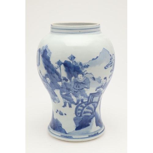 613 - MATCHED PAIR OF CHINESE BLUE & WHITE JARS - KANGXI. Kangxi period (1661-1722) and probably originall... 