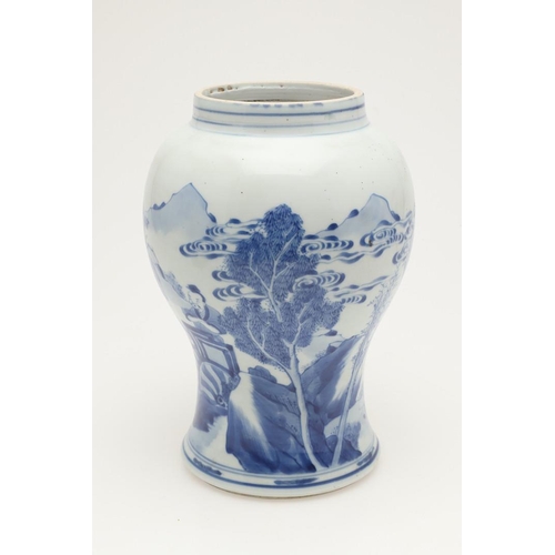 613 - MATCHED PAIR OF CHINESE BLUE & WHITE JARS - KANGXI. Kangxi period (1661-1722) and probably originall... 