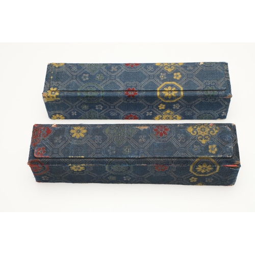 629 - CHINESE BOXED TORTOISESHELL & SANDALWOOD FANS - HOACHING. Two interesting boxed fans, including a Ca... 