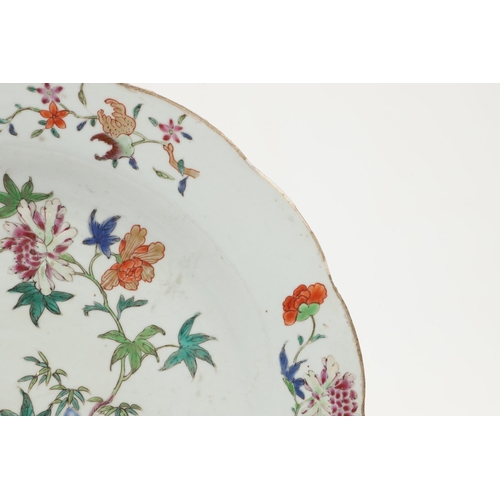 633 - 18THC CHINESE FAMILLE ROSE DISH - STAFFORD'S OF LONDON. A 18thc large dish, painted with flowers and... 