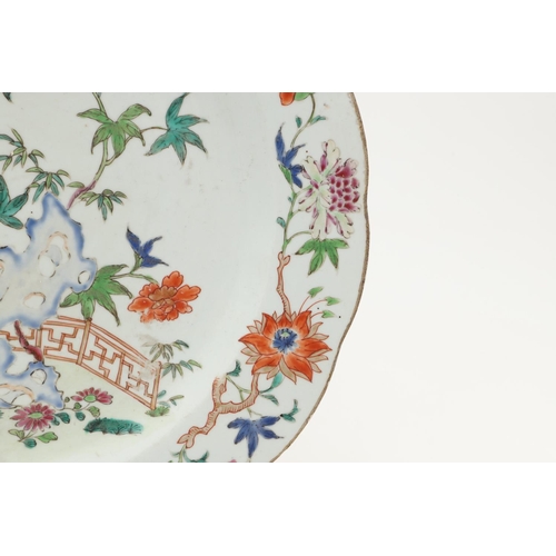 633 - 18THC CHINESE FAMILLE ROSE DISH - STAFFORD'S OF LONDON. A 18thc large dish, painted with flowers and... 