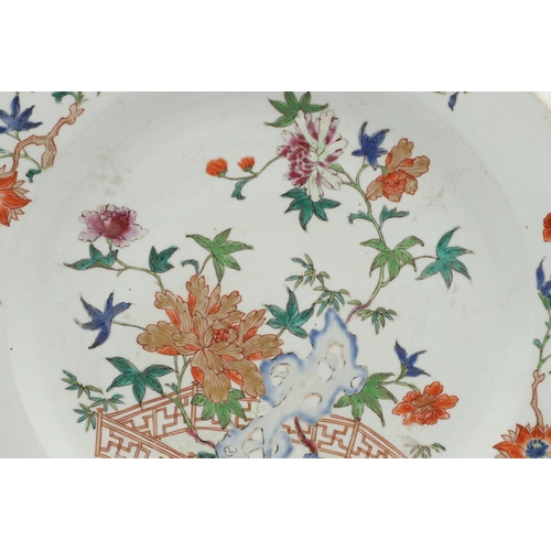 633 - 18THC CHINESE FAMILLE ROSE DISH - STAFFORD'S OF LONDON. A 18thc large dish, painted with flowers and... 