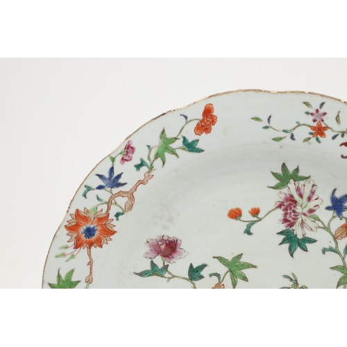 633 - 18THC CHINESE FAMILLE ROSE DISH - STAFFORD'S OF LONDON. A 18thc large dish, painted with flowers and... 