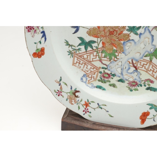 633 - 18THC CHINESE FAMILLE ROSE DISH - STAFFORD'S OF LONDON. A 18thc large dish, painted with flowers and... 