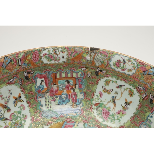 644 - LARGE CHINESE 19THC CANTONESE BOWL. An unusually large 19thc Cantonese bowl, painted with panels of ... 