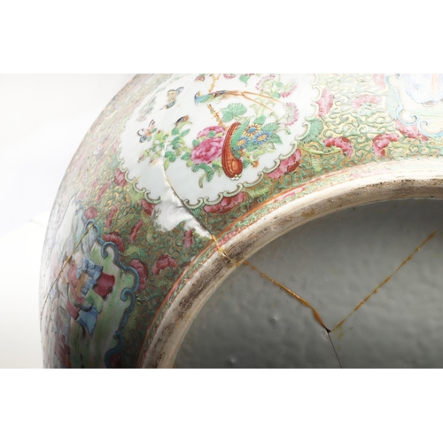 644 - LARGE CHINESE 19THC CANTONESE BOWL. An unusually large 19thc Cantonese bowl, painted with panels of ... 