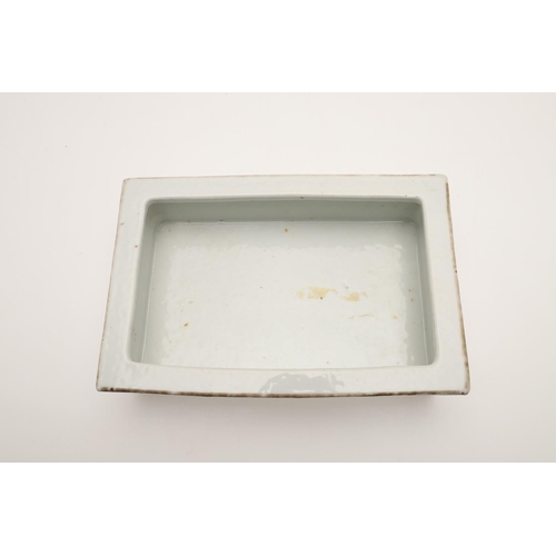 654 - CHINESE SIGNED PORCELAIN DISH - GUANGXU. A rectangular shaped dish, painted on two sides with a bird... 