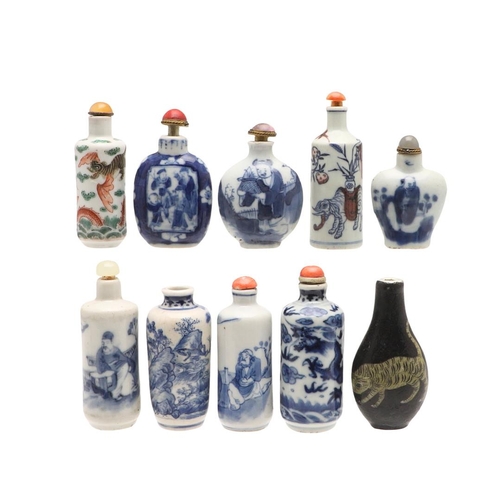 655 - COLLECTION OF CHINESE PORCELAIN SNUFF BOTTLES. A collection of 20thc Chinese snuff bottles, includin... 