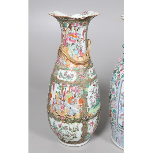 657 - LARGE PAIR OF 19THC CHINESE CANTONESE VASES & ANOTHER VASE. A large pair of 19thc Cantonese vases, p... 