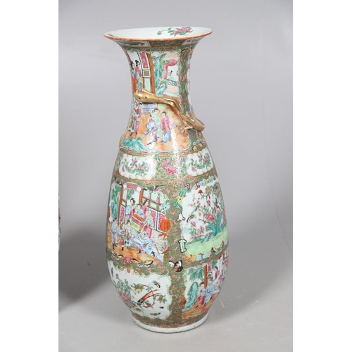 657 - LARGE PAIR OF 19THC CHINESE CANTONESE VASES & ANOTHER VASE. A large pair of 19thc Cantonese vases, p... 