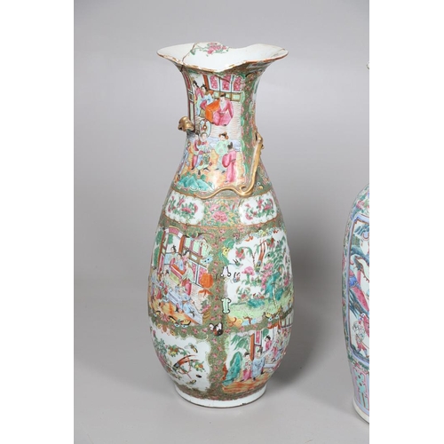 657 - LARGE PAIR OF 19THC CHINESE CANTONESE VASES & ANOTHER VASE. A large pair of 19thc Cantonese vases, p... 