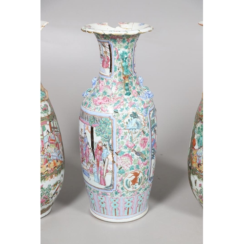 657 - LARGE PAIR OF 19THC CHINESE CANTONESE VASES & ANOTHER VASE. A large pair of 19thc Cantonese vases, p... 