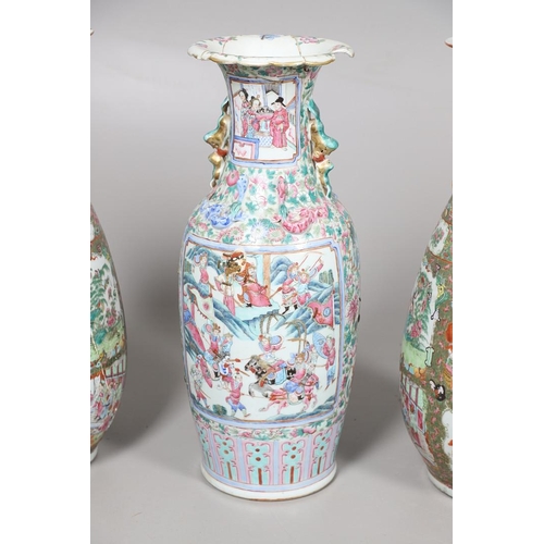 657 - LARGE PAIR OF 19THC CHINESE CANTONESE VASES & ANOTHER VASE. A large pair of 19thc Cantonese vases, p... 