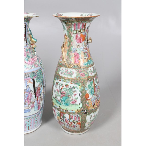 657 - LARGE PAIR OF 19THC CHINESE CANTONESE VASES & ANOTHER VASE. A large pair of 19thc Cantonese vases, p... 