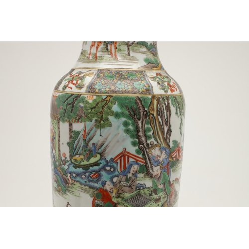 662 - 19THC CHINESE FAMILLE VERTE VASE & ORNATE BASE. A large 19thc Chinese famille verte vase, painted to... 