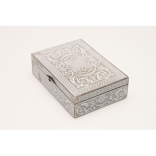 114 - A LATE 19TH/ EARLY 20TH CENTURY FRENCH SILVER & ENAMEL BOX. of rectangular form, the cover & sides d... 