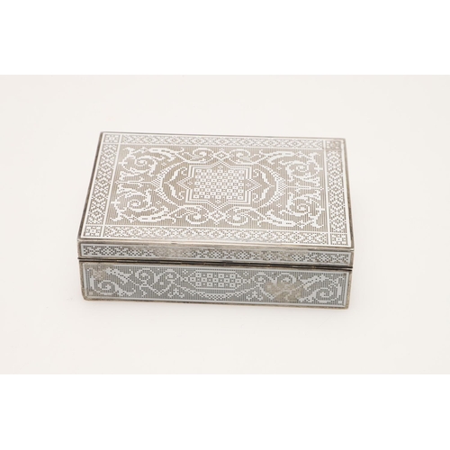 114 - A LATE 19TH/ EARLY 20TH CENTURY FRENCH SILVER & ENAMEL BOX. of rectangular form, the cover & sides d... 