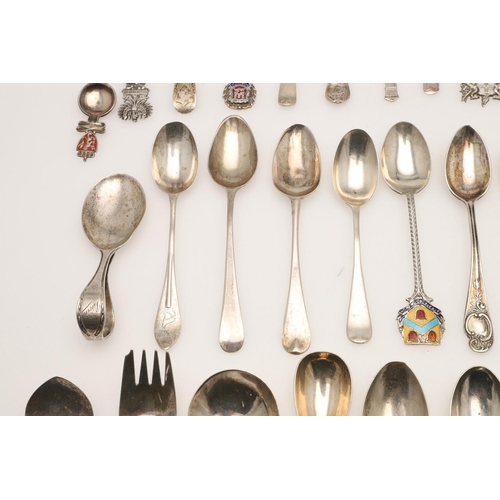 12 - A QUANTITY OF VARIOUS SILVER SOUVENIR TEASPOONS & OTHER SPOONS. including one by Liberty & Co,  some... 