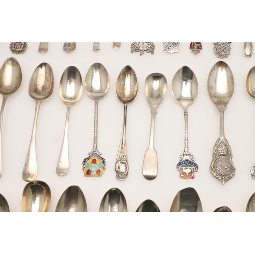 12 - A QUANTITY OF VARIOUS SILVER SOUVENIR TEASPOONS & OTHER SPOONS. including one by Liberty & Co,  some... 