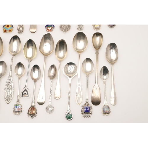 12 - A QUANTITY OF VARIOUS SILVER SOUVENIR TEASPOONS & OTHER SPOONS. including one by Liberty & Co,  some... 