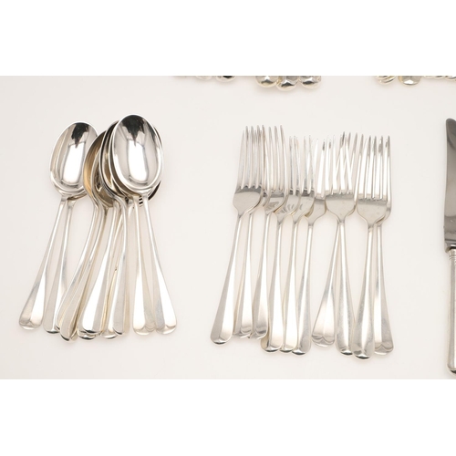 13 - AN ELIZABETH II MATCHED PART-CANTEEN OF HANOVERIAN PATTERN SILVER FLATWARE & CUTLERY. to include 12 ... 