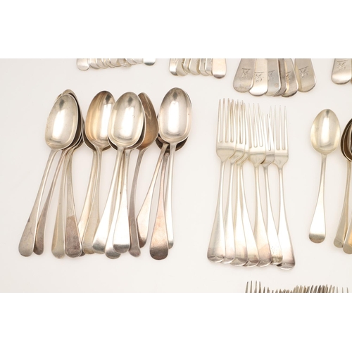 14 - SILVER FLATWARE. to include the following pieces in Fiddle pattern: 10 table forks, 6 tablespoons, 1... 