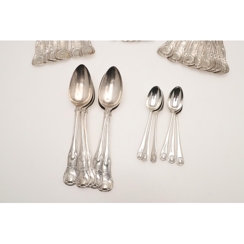 16 - AN EARLY 19TH CENTURY PART-CANTEEN OF SCOTTISH SILVER FLATWARE. King's pattern (single-struck), comp... 