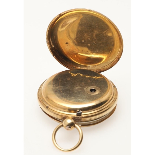 167 - AN 18CT GOLD OPEN FACED POCKET WATCH BY HUGH CALDWELL, GLASGOW. the signed white enamel dial with Ro... 