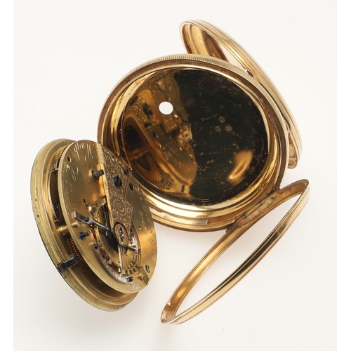 167 - AN 18CT GOLD OPEN FACED POCKET WATCH BY HUGH CALDWELL, GLASGOW. the signed white enamel dial with Ro... 