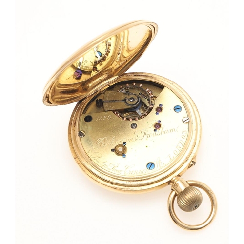 173 - AN 18CT GOLD FULL HUNTING CASED POCKET WATCH BY PARKINSON & FRODSHAM, 5 BUDGE ROW, LONDON. the signe... 